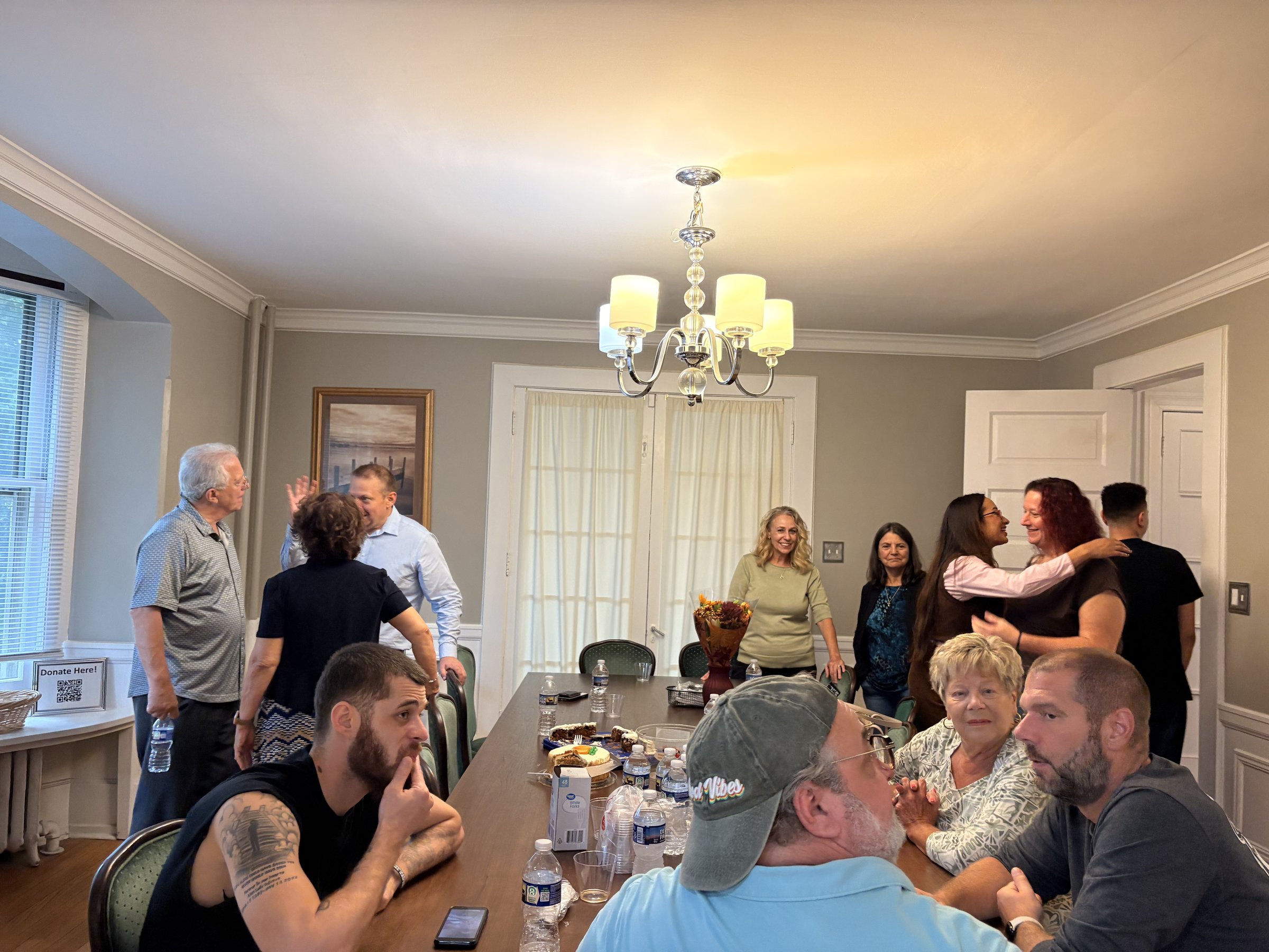 Friends sharing a meal at the table